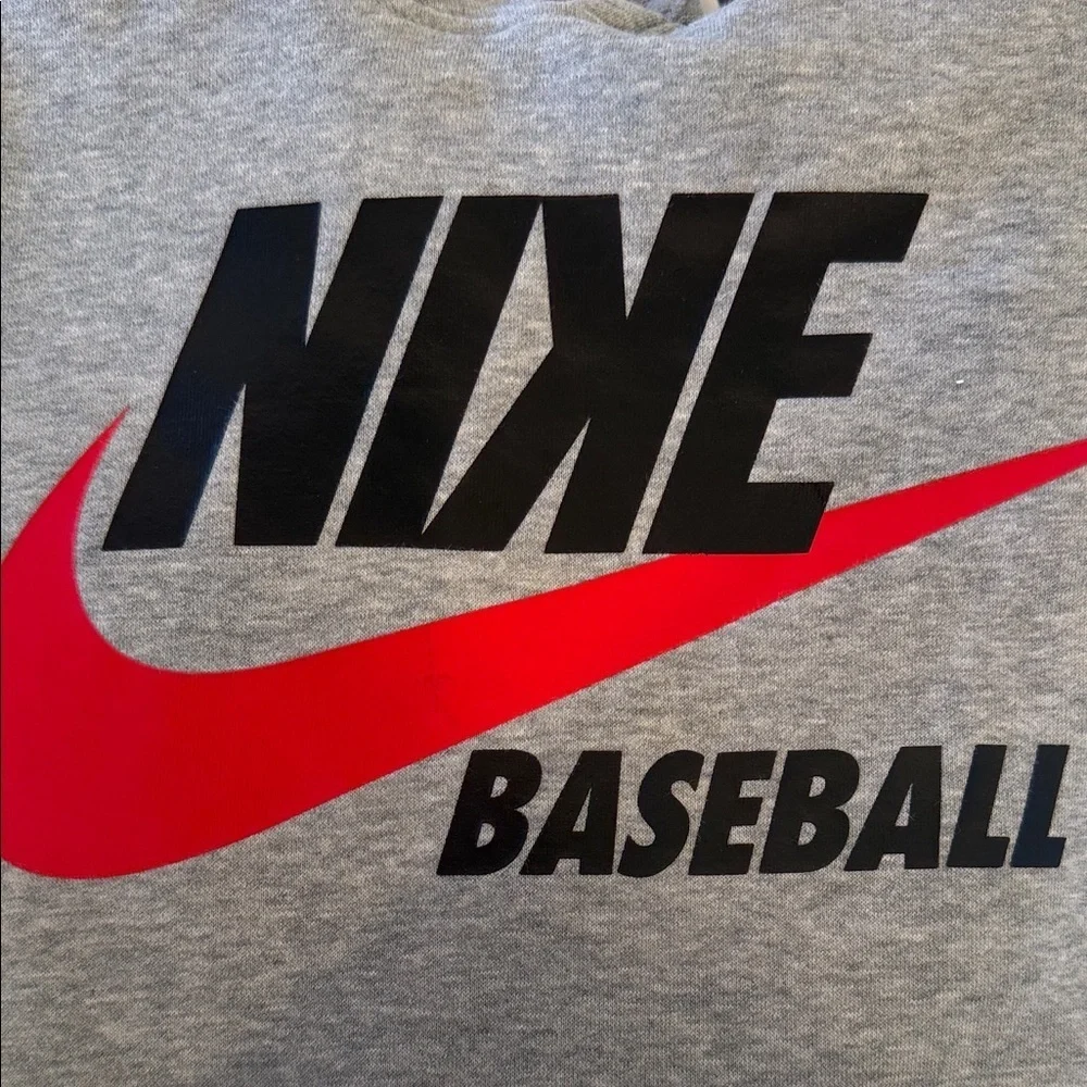 Nike Baseball Pullover Hoodie Gray Swoosh Logo Sweatshirt Men’s M